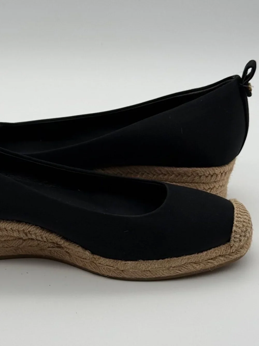 Tory Burch Color-Block Espadrille Wedge Flats Black Size 7.5 NWOB